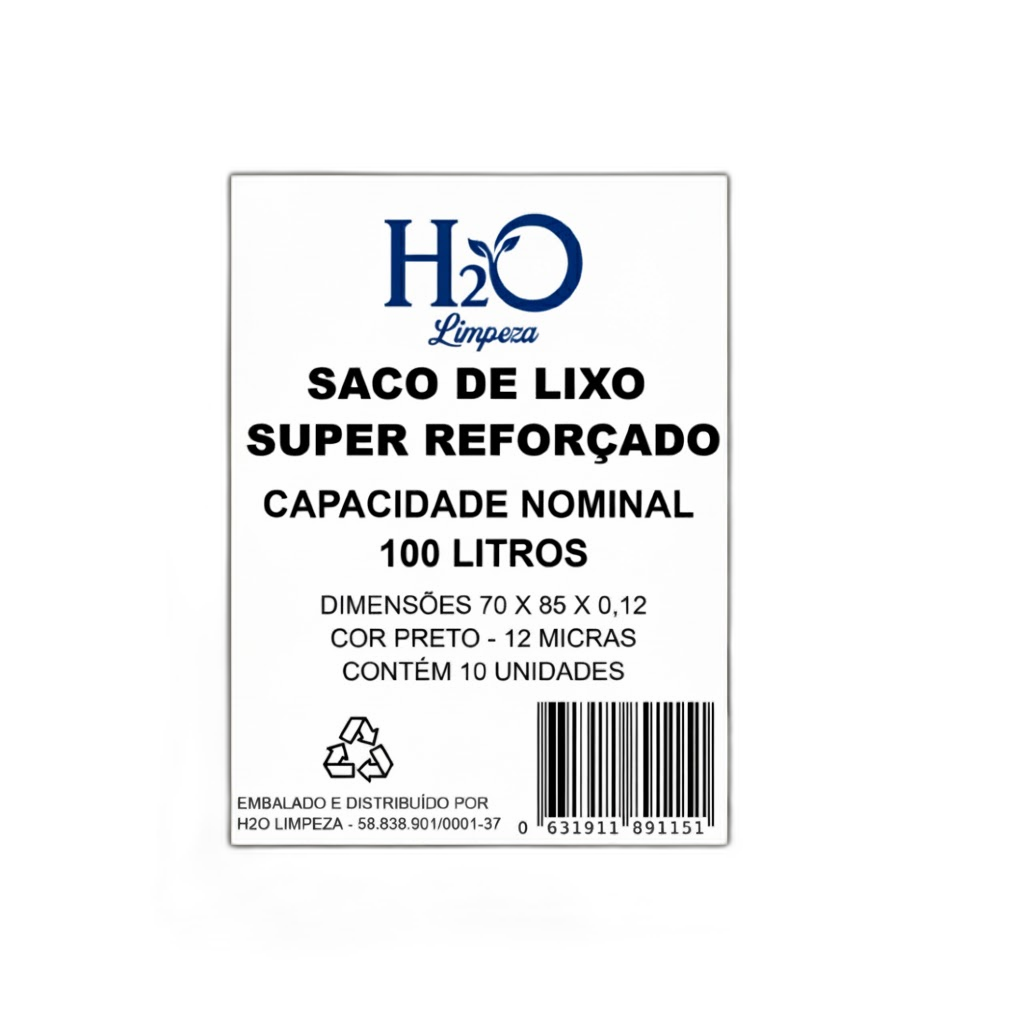 Saco de Lixo Reforçado 10un 100lt H2O