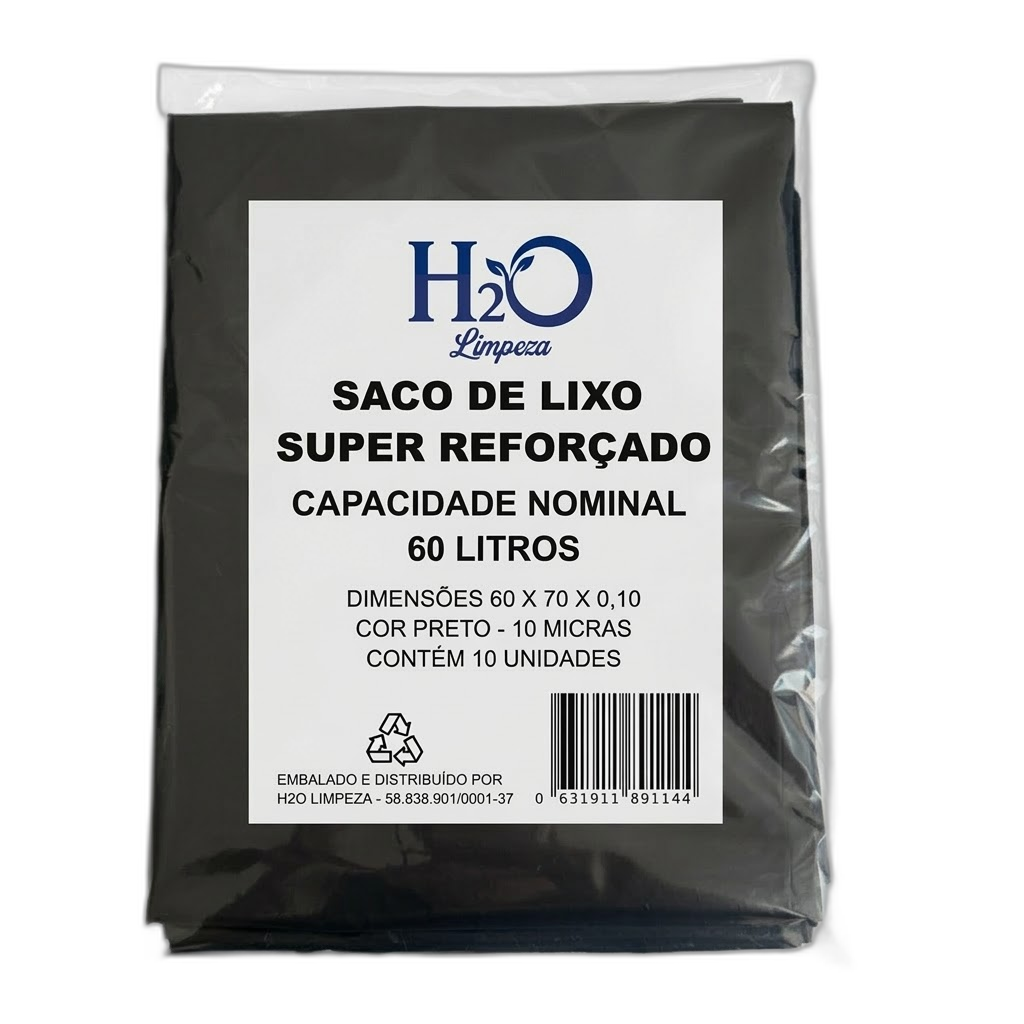 Saco de Lixo Reforçado 10un 60lt H2O